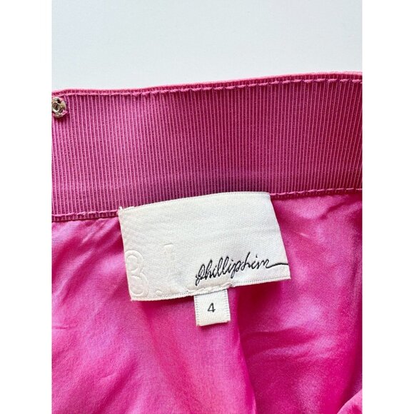 3.1 PHILLIP LIM Fuchsia Pink Sheep Skin Leather Suede Circle Mini Skirt, Size 4 - Picture 14 of 16